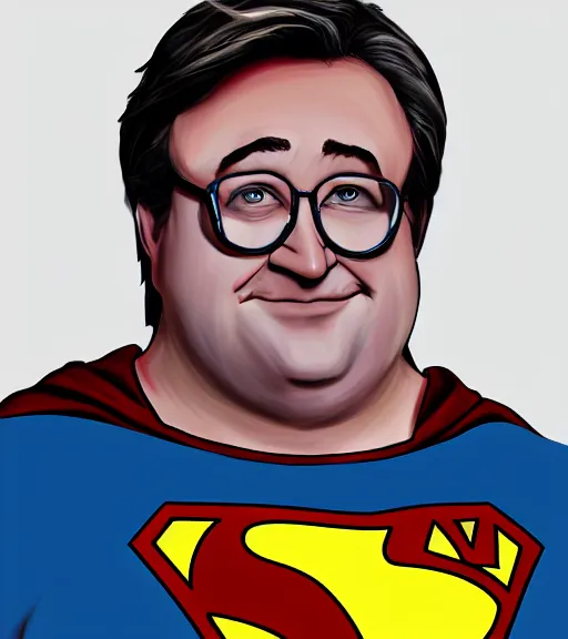 Prompt: gabe newell as a superman, digital paint