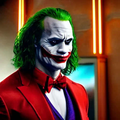 Image similar to Dwayne Johnson as the joker Marvel 4K detail