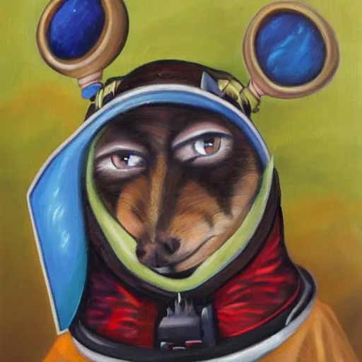 Prompt: furry convention in space, award winning painting,