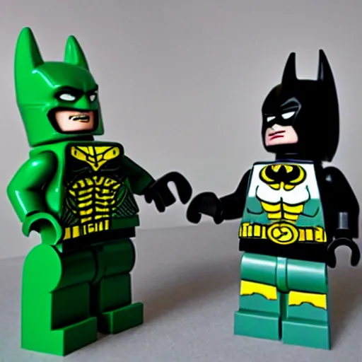 Prompt: lego batman fighting lego joker