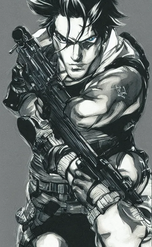 Image similar to solid snake by yoshitaka amano