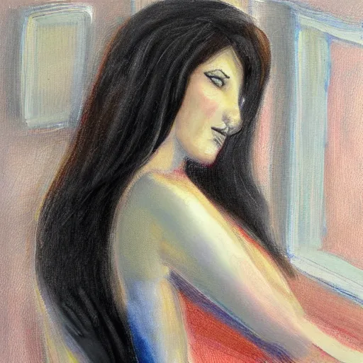 Image similar to young female with dark hairs by Linda Garland