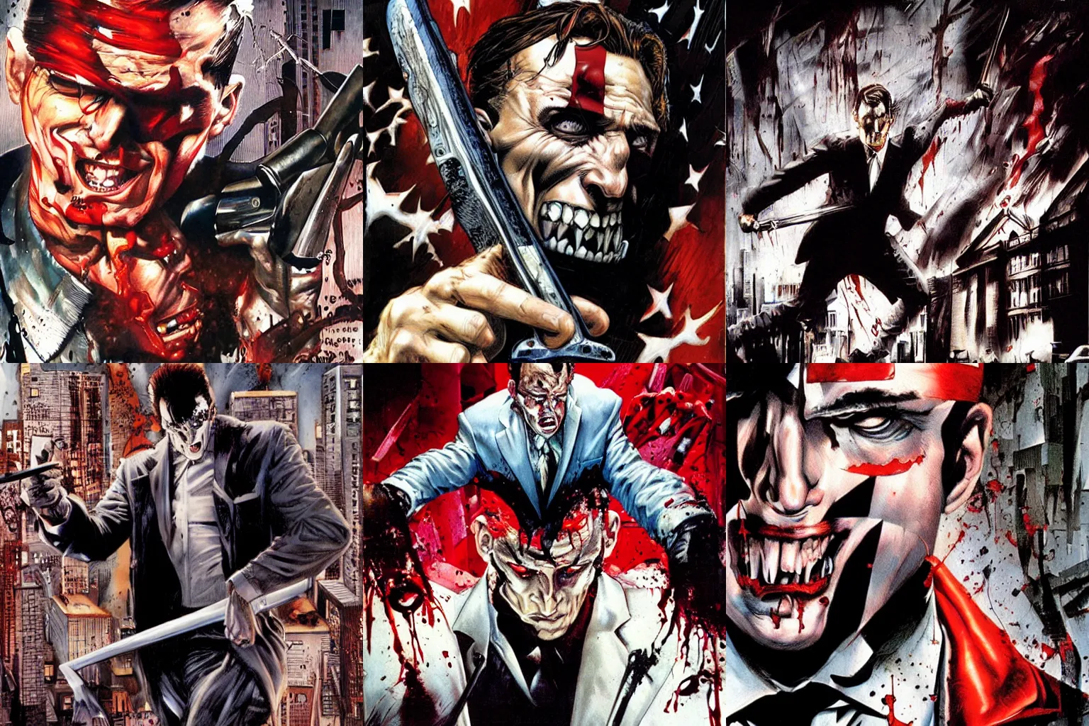 Prompt: American Psycho by Simon Bisley