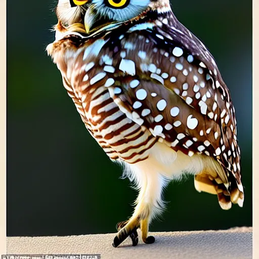 Image similar to the burrowing owl didn't sleep standing or perched, he slept in what could be described as a squat with his short stubby tail supporting him, and his legs splayed out to the sides, burrowing owl, guardians of gahool