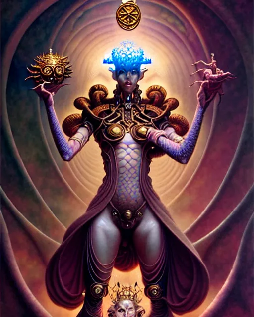 Image similar to the emperor tarot card, fantasy character portrait made of fractals, ultra realistic, wide angle, intricate details, the fifth element artifacts, highly detailed by peter mohrbacher, hajime sorayama, wayne barlowe, boris vallejo, aaron horkey, gaston bussiere, craig mullins