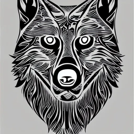 Image similar to tattoo stencil on paper detailed vector wolf