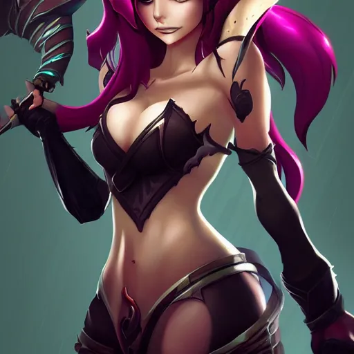 Image similar to female beautiful ruin warrior character anime league of legends dark underwolrd hades splash art by Oussama Agazzoum artstation