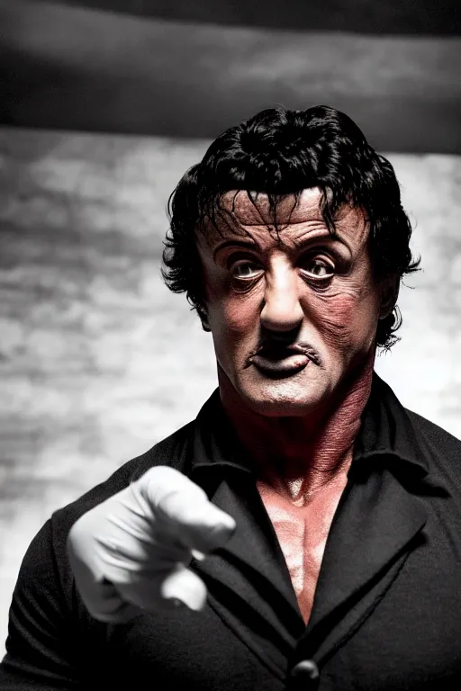 Prompt: sylvester stallone as edgar allen poe, cinematic, dramatic, mood lighting