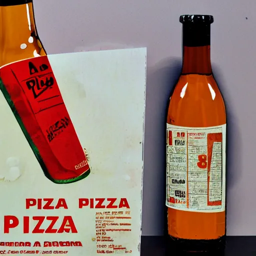 Prompt: a bottle of piza