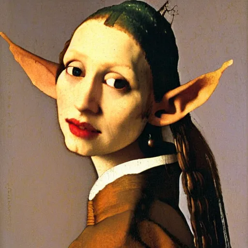 Image similar to a portrait of a beautiful elf woman by Johannes Vermeer 640