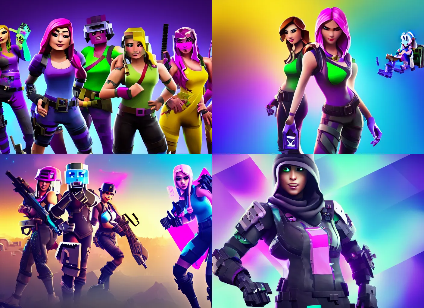 Prompt: woman cool gaming wallpaper 8 k rgb epic gamer fortnite minecraft call of duty windows 1 0