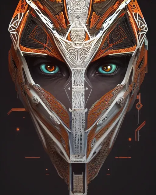 Image similar to symmetry!! portrait of a machine from horizon zero dawn, machine face, decorated with pharoanic motifs, intricate, elegant, highly detailed, digital painting, artstation, concept art, smooth, sharp focus, illustration, art by artgerm and greg rutkowski and alphonse mucha, 8 k