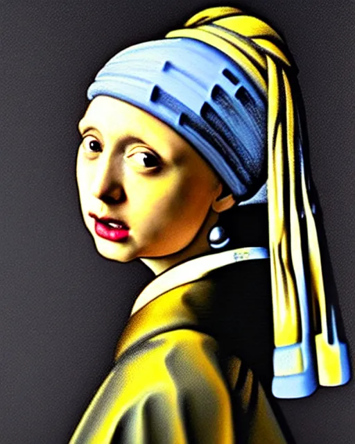 Image similar to darth vader looking over his shoulder, portrait in the style of girl with a pearl earring by johannes vermeer, high quality oil painting, highly detailed