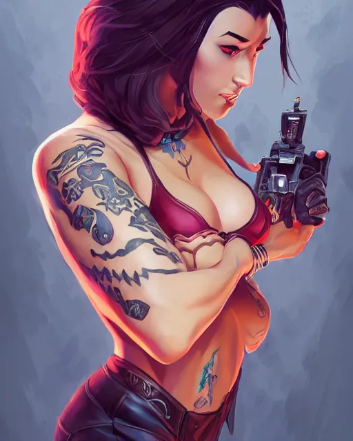 Image similar to viper valorant beautiful female tattoo symmetrical face eyes full length fantasy art Video game icon, 2d game art gta5 cover , official fanart behance hd artstation by Jesper Ejsing, by RHADS, Makoto Shinkai and Lois van baarle, ilya kuvshinov, rossdraws