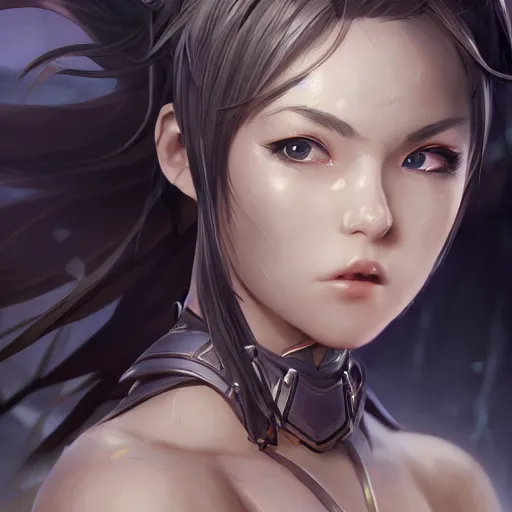 Image similar to a female warrior, character art portrait, anime key visual, official media, illustrated by wlop, extremely detailed, 8 k, trending on artstation, cinematic lighting, beautiful