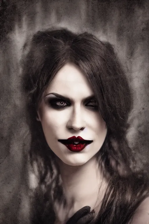 Image similar to a realistic vampire posing for a portrait, cinematic, gothic