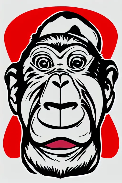 Image similar to Portrait of a Monkey, mafia, gangster, sticker, colorful, illustration, highly detailed, simple, smooth and clean vector curves, no jagged lines, vector art, smooth