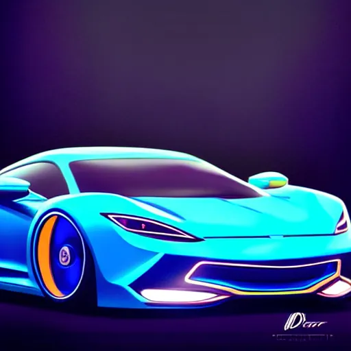 Image similar to a supercar in a dark studio room. The car has a special paint that has homogeneous look of a Tanzanite, Opal, Kunzite gemstone. in the style of artgerm.