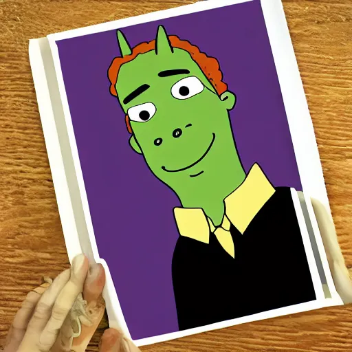 Image similar to bojack horseman style portrait of ross geller