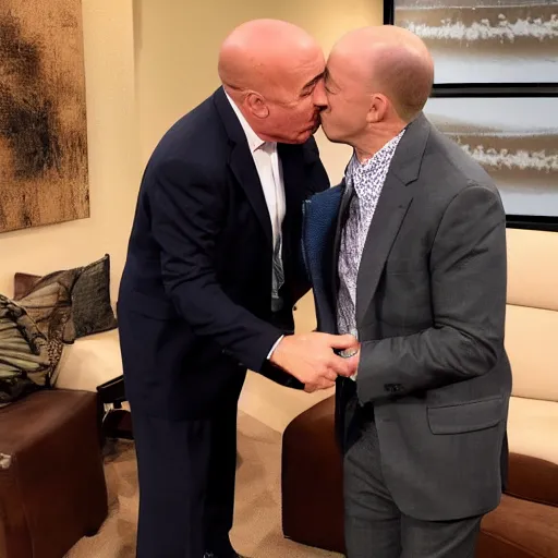 Prompt: dr phil kissing joe rogans forehead