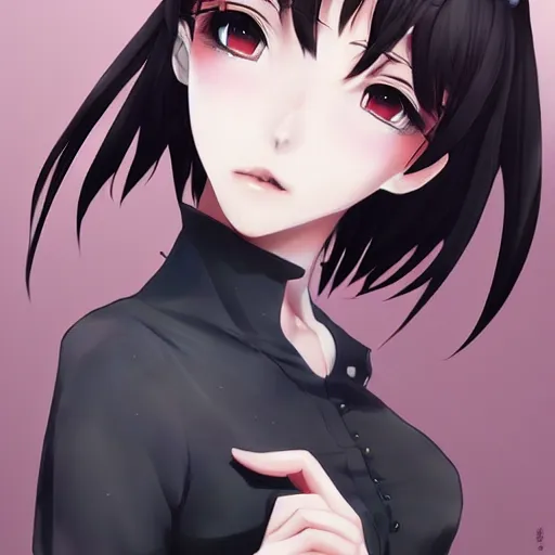 Prompt: beautiful anime girl art by yan gisuka, JeonSeok Lee, artgerm, Ross draws, zeronis, Chengwei Pan on artstation #short hair #black hair #beautiful woman #main character #vampire