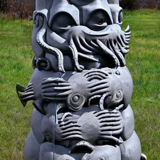 Prompt: cthulhu totem pole