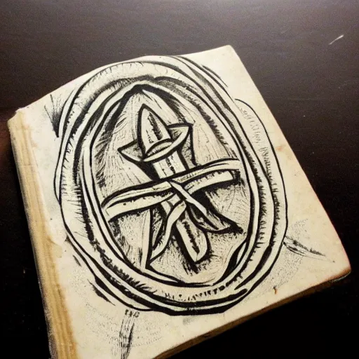Prompt: holy candle magic iconography old book vintage bible occult rune sketch alchemy ink