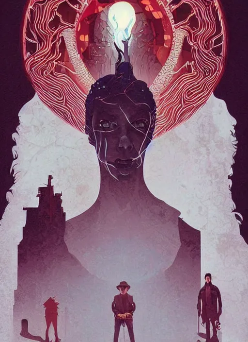 Image similar to poster artwork by Michael Whelan and Tomer Hanuka, Karol Bak of the windigo, from scene from Twin Peaks, clean