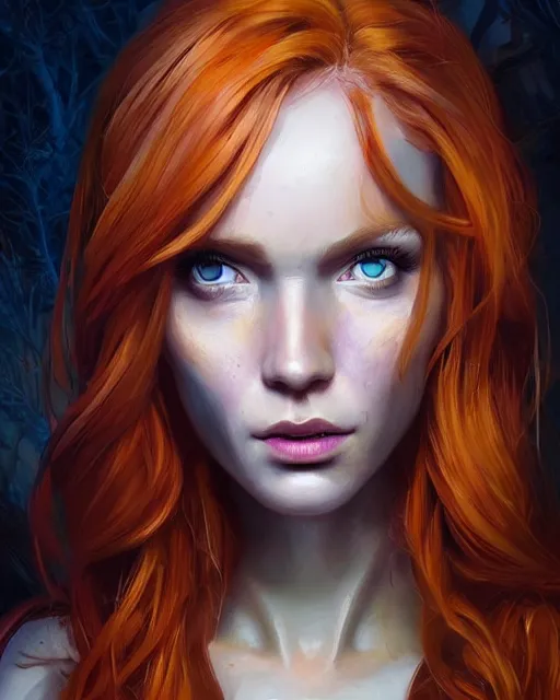 Image similar to daphne from scooby doo, hyper realistic face, beautiful eyes, fantasy art, in the style of greg rutkowski, intricate, hyper detailed, smooth