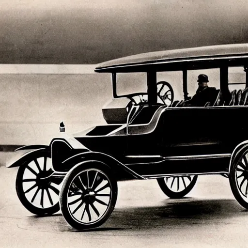 Prompt: tesla model x in 1 9 0 7, very detailed, ultra realistic, cinematic, dynamic light, photorealistic