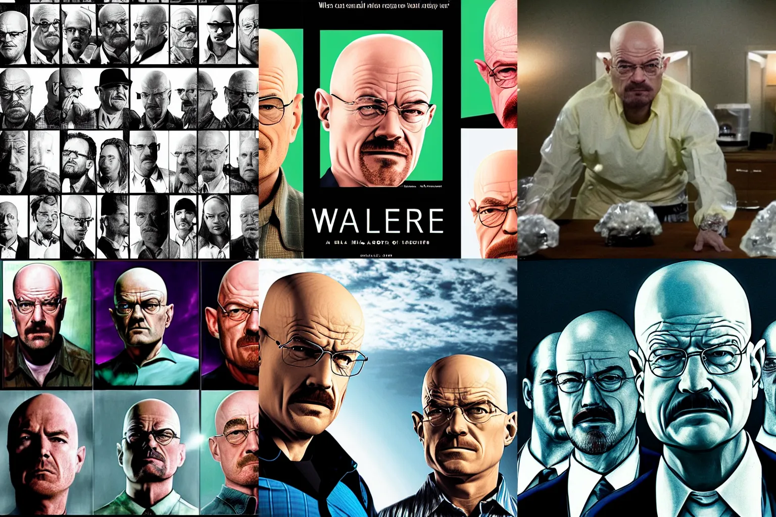 Prompt: A multiverse of Walter Whites