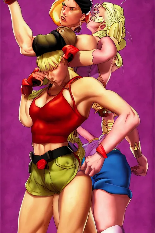 Prompt: Movie poster of Cammy and Rose from Street Fighter, by Rockin\'Jelly Bean, in the style of Rockin\'Jelly Bean, Highly Detailed, Dramatic, 8k, hd, high resolution print