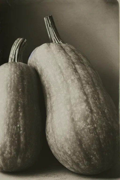 Prompt: a collodion process photograph of a sasquash