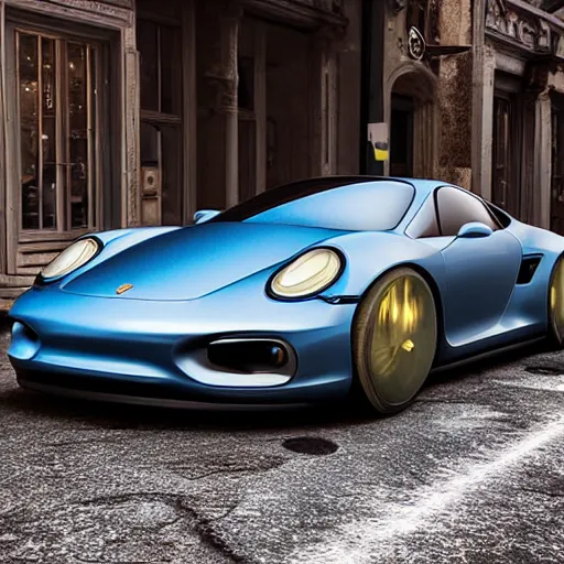 Image similar to “futuristic Porsche, photorealistic 8k”