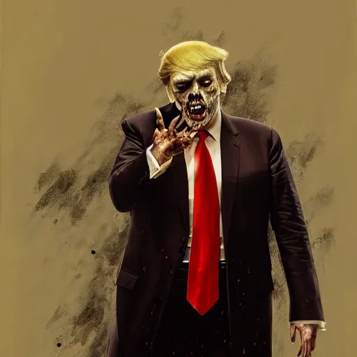 Image similar to portrait of donald trump as a zombie, 7 days to die zombie, fine art, award winning, intricate, elegant, sharp focus, cinematic lighting, digital painting, 8 k concept art, art by michael hussar, art by brom, art by z. w. gu, 8 k