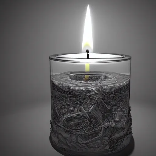 Image similar to candle in very dark room, hyper-detailed, extreme details, octane render