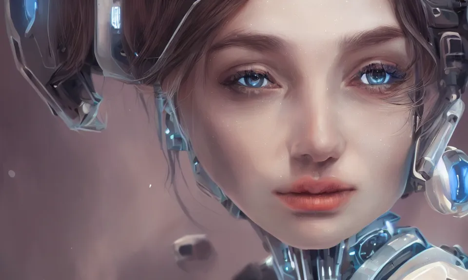 Image similar to portrait of beautiful girl with robot body, close up, portrait, cinematic, elegant, artstation, intricate, highly detailed, digital painting, artstation, concept art, sharp focus, illustration, cyberpunk, cgsociety, 8 k