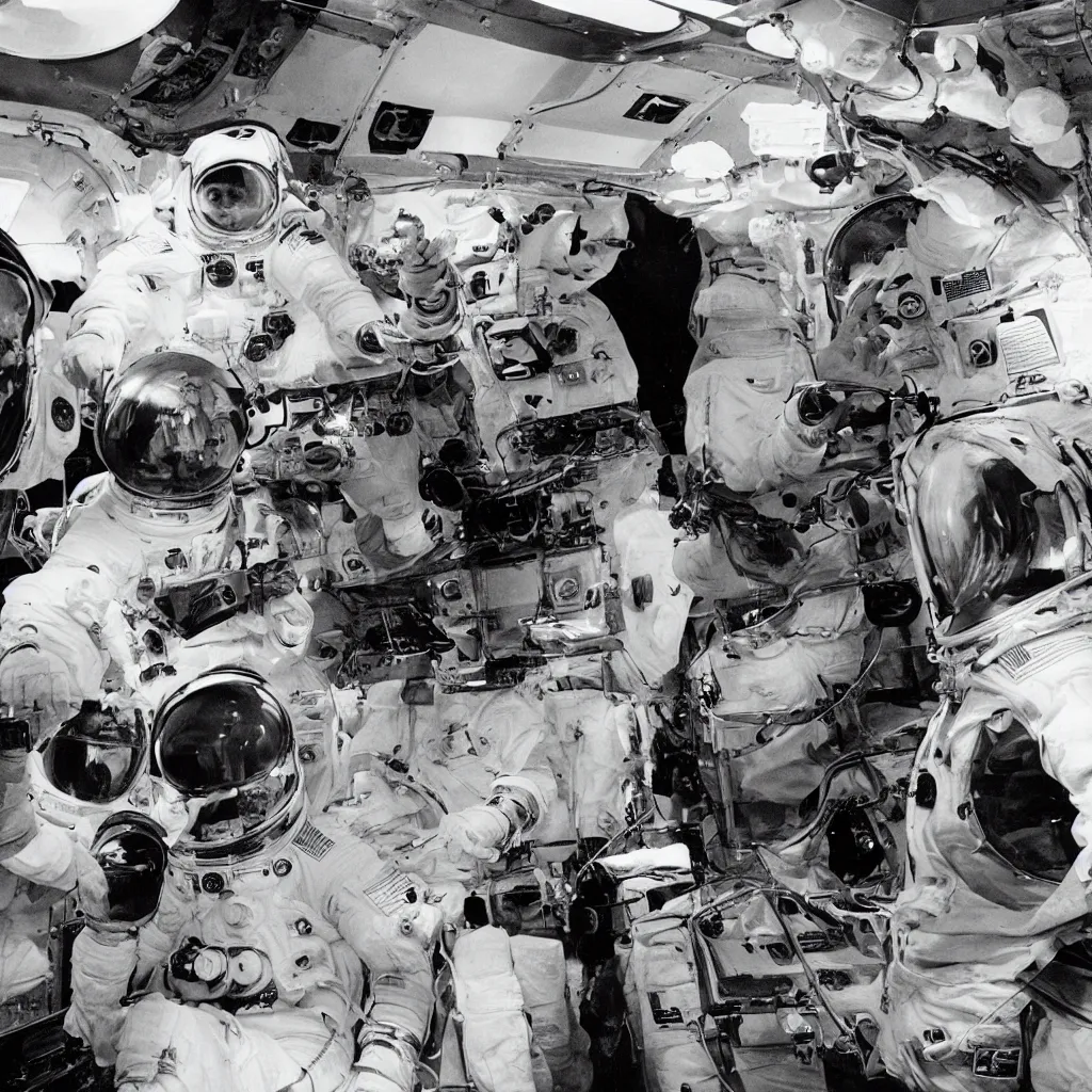 Image similar to hungry nasa astronaut queueing at a hot dog stand on the moon. from nasa history images archive