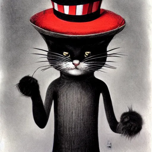 Prompt: Cat in the Hat, by Stephen Gammell