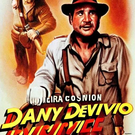 Prompt: danny devito as indiana jones original movie poster