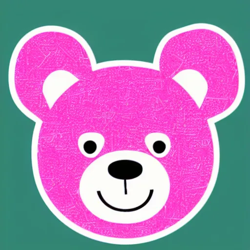 Image similar to a cute pink cuddly bear wearing headphones vector logo