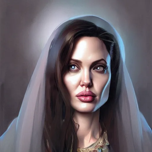 Image similar to Angelina Jolie as a sims 4 character, very detailed face, gorgeous, beautiful, intricate, highly detailed, digital painting, artstation, concept art, sharp focus, illustration, art by greg rutkowski and alphonse mucha