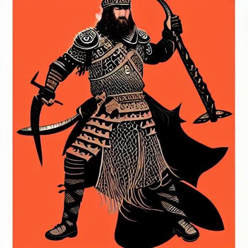 Image similar to silhouette of a Viking warrior illustration, vector art style, medium shot, intricate, elegant, highly detailed, digital art, ffffound, art by JC Leyendecker and sachin teng