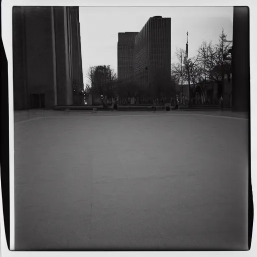 Image similar to an empty town square designed by ryoji ikeda, photograph, polaroid