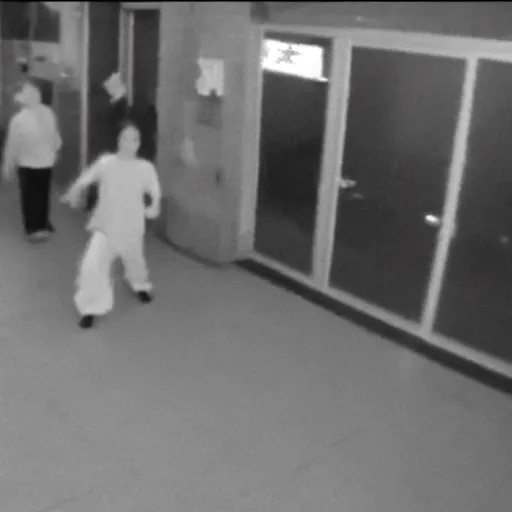 Prompt: cctv footage of a spirit attacking a person