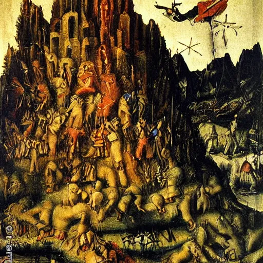 Image similar to this is hell, oil painting by albrecht altdorfer