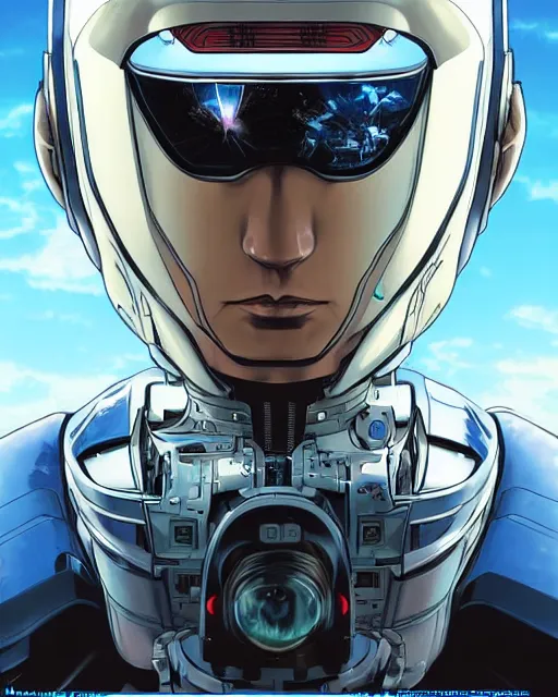 Image similar to portrait of vladimir putin as a robot, cybernetic enhancements, art by makoto shinkai and alan bean, yukito kishiro