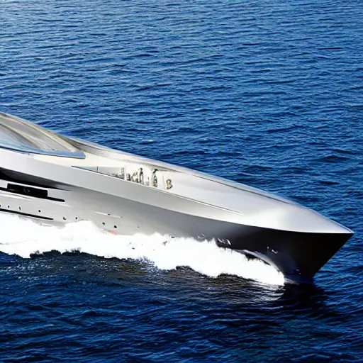 Prompt: promotional photo of a superyacht designed by volvo