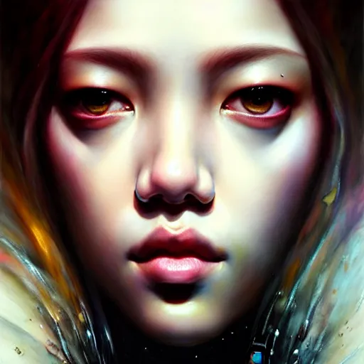 Prompt: blackpink, hyperrealistic portrait, by karol bak and agnes cecile, fantasy art, photo realistic, dynamic lighting, artstation, poster, volumetric lighting, very detailed face, intricate complexity, rule of thirds, 8 k, award winning
