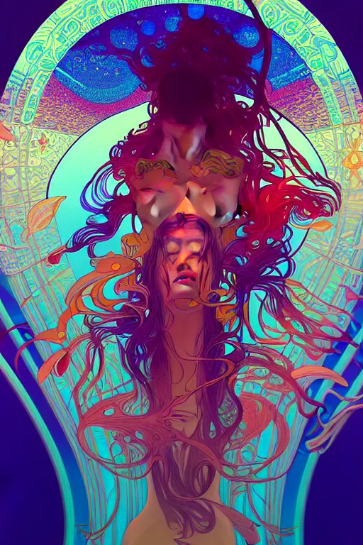 Prompt: psychedelic trip, highly detailed, digital painting, artstation, sharp focus, illustration, art by tan zi and ayanamikodon and alphonse mucha and wlop